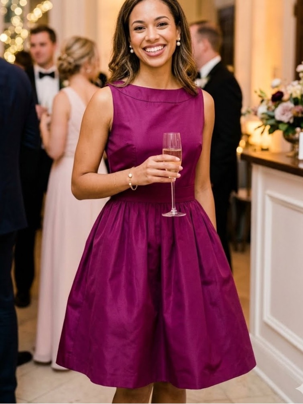 Ted Baker Sleeveless Fit & Flare Cocktail Dress in Berry Sz US 4 Or Ted Sz 1